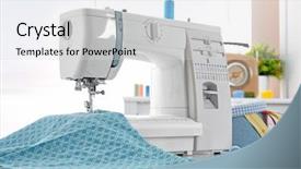  Presentation with threads fabric - Slides consisting of sewing machine fabric and threads background and a light gray colored foreground