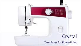  Presentation with sewing machine - Colorful theme enhanced with sewing machine isolated on white backdrop and a sky blue colored foreground