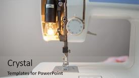  Presentation with sewing machine - Audience pleasing slides consisting of sewing machine on gray background backdrop and a light gray colored foreground