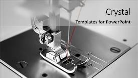  Presentation with sewing machine - PPT theme having sewing machine on table closeup background and a light gray colored foreground