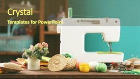  Presentation with sewing machine - Presentation design consisting of sewing machine on table background and a tawny brown colored foreground