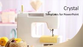  Presentation with sewing machine - Slides featuring sewing machine on table background and a sky blue colored foreground