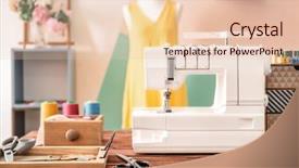  Presentation with sewing - Slide deck featuring sewing machine on table background and a lemonade colored foreground