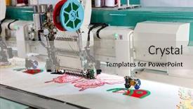  Presentation with nobody - Amazing PPT theme having sewing machine on textile fabric backdrop and a light gray colored foreground