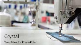  Presentation with sewing machine - Audience pleasing slide deck consisting of sewing machine on textile fabric backdrop and a light gray colored foreground