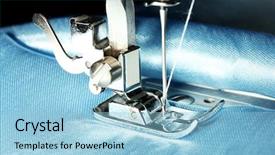  Presentation with sewing machine - Theme having sewing machine with blue cloth background and a light blue colored foreground