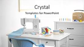  Presentation with sewing machine - Cool new presentation theme with sewing machine with fabric backdrop and a white colored foreground