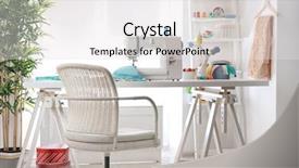  Presentation with sewing machine - Amazing PPT theme having sewing machine with fabric backdrop and a sky blue colored foreground