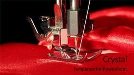  Presentation with sewing needle - Slides having sewing machine with red cloth background and a crimson colored foreground