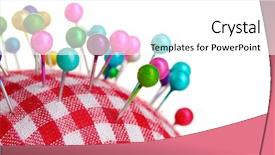  Presentation with sewing needle - Beautiful slide set featuring sewing needle - colored pinheads in pin-cushion isolated backdrop and a white colored foreground