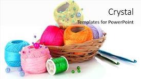  Presentation with thread - PPT layouts consisting of sewing needle - thread bobbins and wool bals background and a white colored foreground