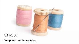  Presentation with sewing needle - Cool new presentation design with sewing needle and threads isolated on white backdrop and a white colored foreground