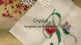  Presentation with sewing needle - PPT theme enhanced with embalmer - sewing needle with bobbins background and a coral colored foreground