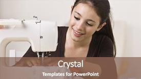  Presentation with sewing machine - Beautiful presentation theme featuring sewing on a sewing machine backdrop and a tawny brown colored foreground