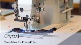  Presentation with nobody - Theme having sewing or overlock machine closeup background and a light blue colored foreground