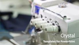 Presentation with sewing machine - PPT layouts enhanced with sewing or overlock machine closeup background and a gray colored foreground