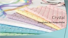  Presentation with tape measure - Beautiful presentation theme featuring sewing still-life with embroidered eyelet fabric in spring pastel colors ribbon scissors and tape measure visible in the background extremely shallow dof backdrop and a lemonade colored foreground