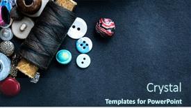  Presentation with dark space - PPT theme with sewing-supplies-macro-with-copy background and a ocean colored foreground