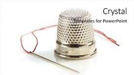  Presentation with sewing needle - Theme having sewing thimble and thread background and a white colored foreground