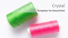  Presentation with thread - Presentation consisting of sewing-thread-on-spool background and a sky blue colored foreground