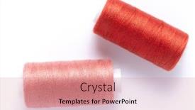  Presentation with thread - Slides consisting of sewing-thread-spool-at-white background and a coral colored foreground