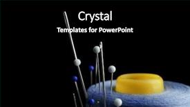  Presentation with needles - Theme featuring sewing thread with needles background and a  colored foreground