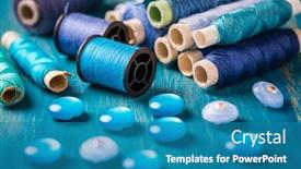  Presentation with tailoring - Slides featuring sewing-threads-and-sewing-buttons background and a teal colored foreground