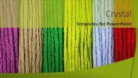  Presentation with sewing - Presentation theme with sewing-threads-as-a-colorful background and a gold colored foreground