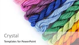  Presentation with embroidery - Slide deck featuring sewing threads for embroidery isolated on white background and a white colored foreground