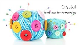  Presentation with wool - Colorful presentation design enhanced with sewing tools - colorful buttons and wool balls backdrop and a white colored foreground