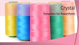  Presentation with sewing tools - PPT theme featuring sewing tools - colorful skeins of thread isolated background and a coral colored foreground