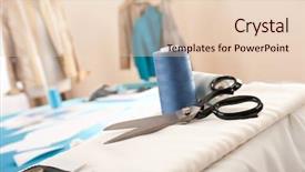  Presentation with studio - PPT theme consisting of sewing tools - fashion designer studio with professional background and a lemonade colored foreground