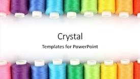  Presentation with sewing tools - PPT theme enhanced with sewing tools - few bobbins isolated on white background and a white colored foreground