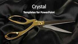  Presentation with sewing tools - Slide set enhanced with sewing tools - metal scissors on black fabric background and a black colored foreground