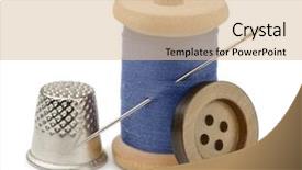  Presentation with sewing tools - Slide deck featuring sewing tools - spool of blue thread needle background and a lemonade colored foreground