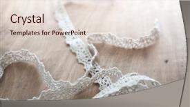  Presentation with work - Colorful slide deck enhanced with sewing tools - strip of white lace backdrop and a lemonade colored foreground