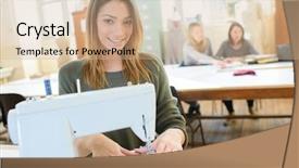  Presentation with sewing tools - Cool new theme with sewing tools - young seamstress backdrop and a coral colored foreground