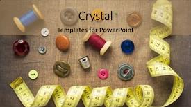  Presentation with sewing tools - PPT layouts enhanced with sewing tools and accessories background and a coral colored foreground