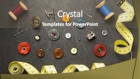  Presentation with sewing tools - PPT theme enhanced with sewing tools and accessories background and a gray colored foreground