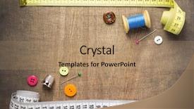  Presentation with sewing tools - Beautiful PPT layouts featuring sewing tools and accessories backdrop and a coral colored foreground