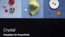  Presentation with sewing tools - Cool new PPT theme with sewing-tools-and-accessories backdrop and a black colored foreground