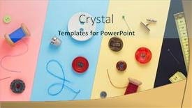  Presentation with sewing tools - Amazing presentation design having sewing-tools-and-accessories backdrop and a light blue colored foreground
