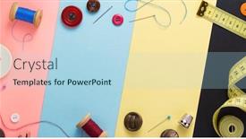  Presentation with sewing tools - Theme enhanced with sewing-tools-and-accessories background and a light blue colored foreground