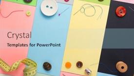  Presentation with sewing tools - Beautiful theme featuring sewing-tools-and-accessories backdrop and a light blue colored foreground