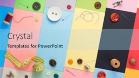  Presentation with sewing tools - Presentation enhanced with sewing-tools-and-accessories background and a light blue colored foreground