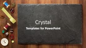  Presentation with sewing tools - Slide set enhanced with sewing tools and accessories on wooden background background and a dark gray colored foreground