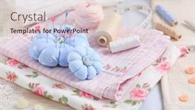  Presentation with sewing tools - PPT theme enhanced with sewing-tools-and-supplies-handmade background and a lemonade colored foreground