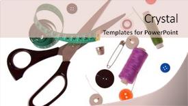  Presentation with sewing tools - Presentation theme with sewing tools on white background background and a lemonade colored foreground