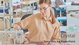  Presentation with sewing machine - Slides featuring sewing-workshop-a-young-beautiful background and a coral colored foreground