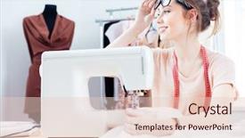  Presentation with machine - Theme featuring sews on sewing machine background and a lemonade colored foreground